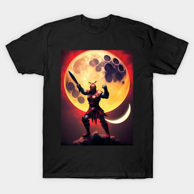 Red Moon Warrior art work T-Shirt by Aphro art design 